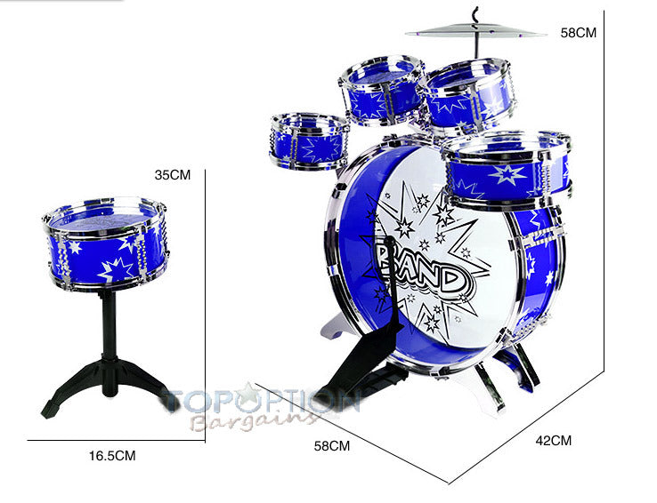 6PCS Kids Jazz Drum Musical Educational Instrument Toy Set (Blue) - grandhubs.shop