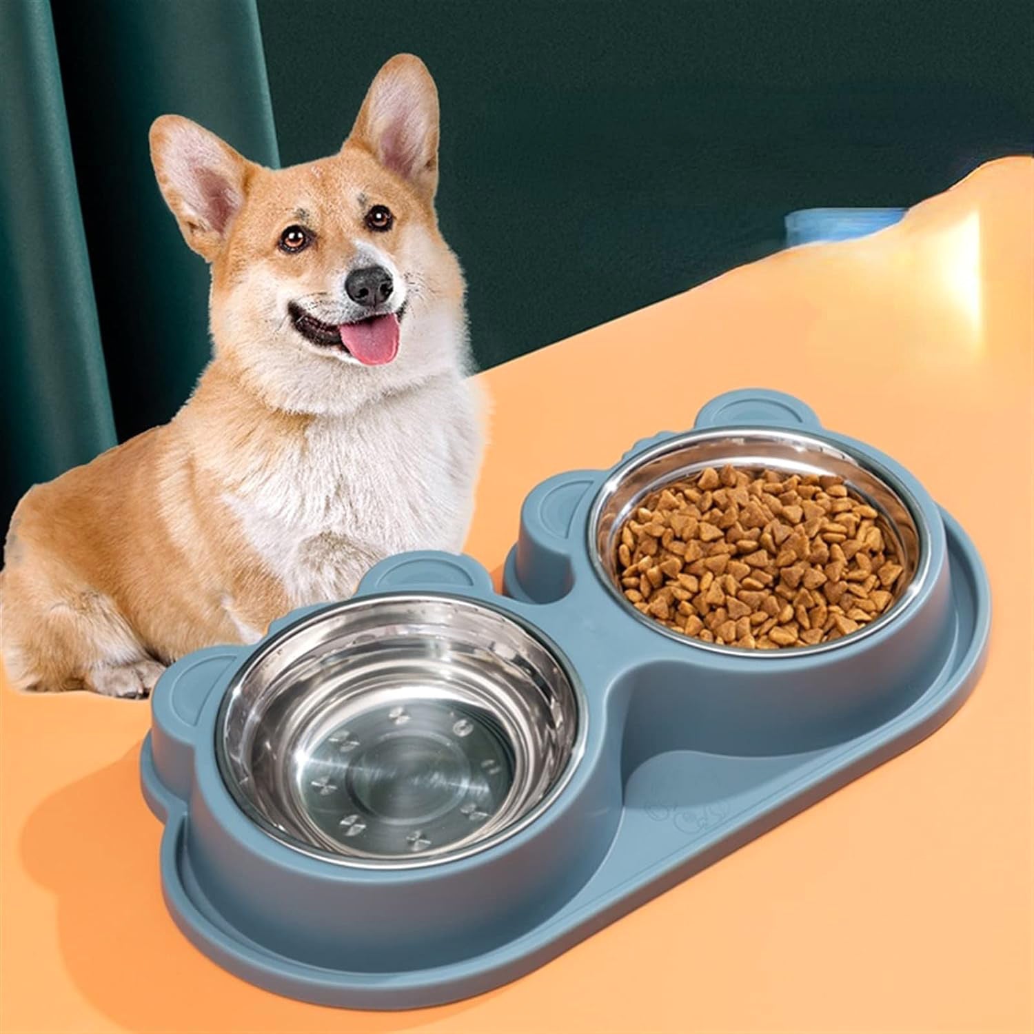 Double Stainless Steel Pet Bowl Cat Dog Feeding Station - grandhubs.shop