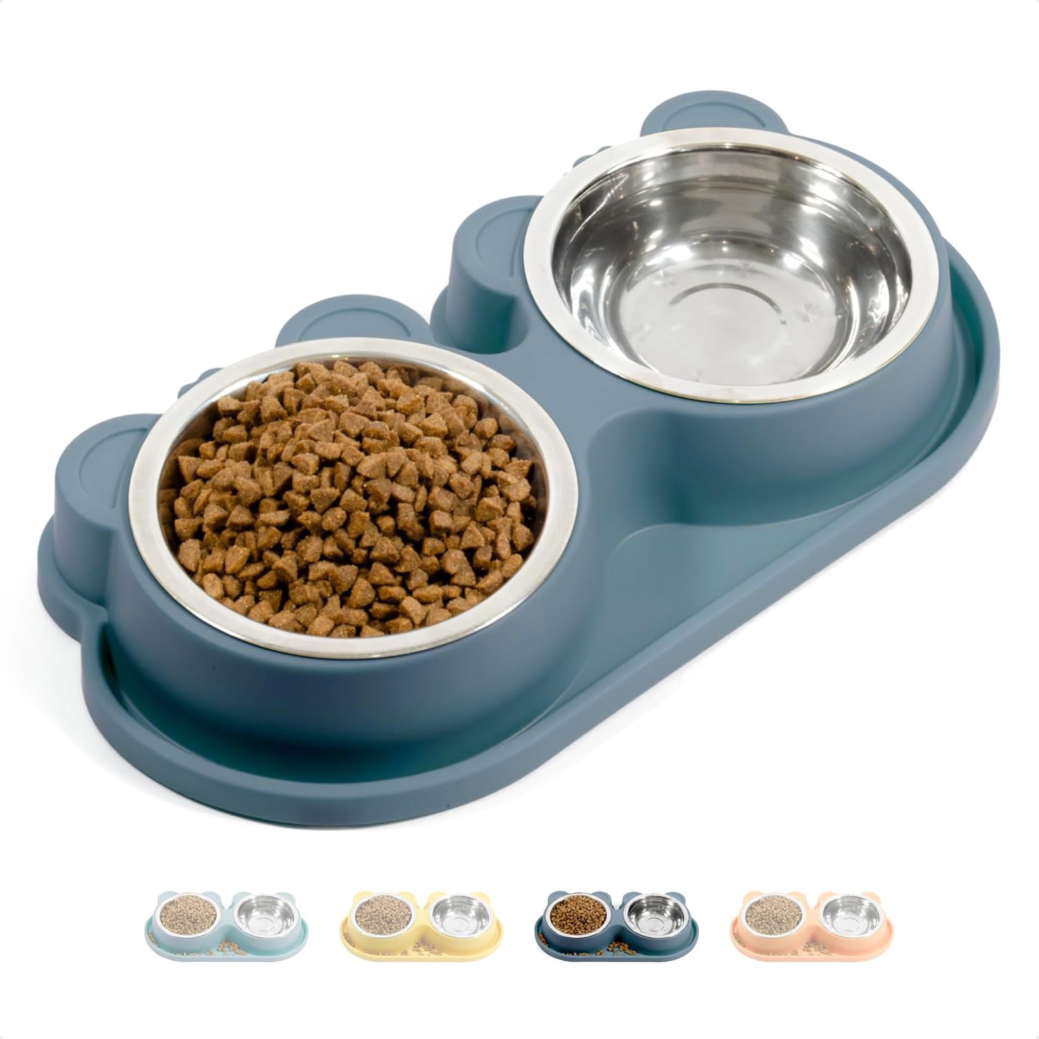 Double Stainless Steel Pet Bowl Cat Dog Feeding Station - grandhubs.shop