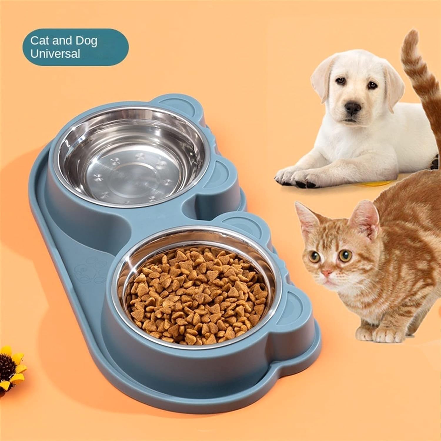 Double Stainless Steel Pet Bowl Cat Dog Feeding Station - grandhubs.shop