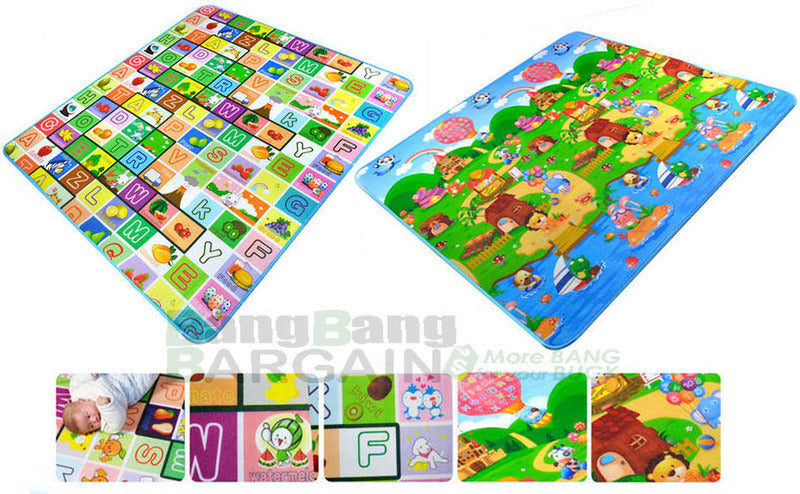 Double Sided Alphabet & Animal 1.8m x 1.2m Baby Mat Activity Rug - grandhubs.shop