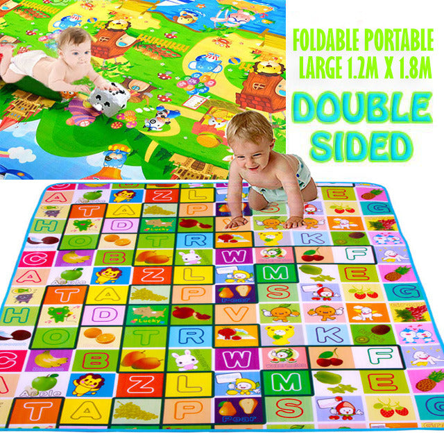 Double Sided Alphabet & Animal 1.8m x 1.2m Baby Mat Activity Rug - grandhubs.shop