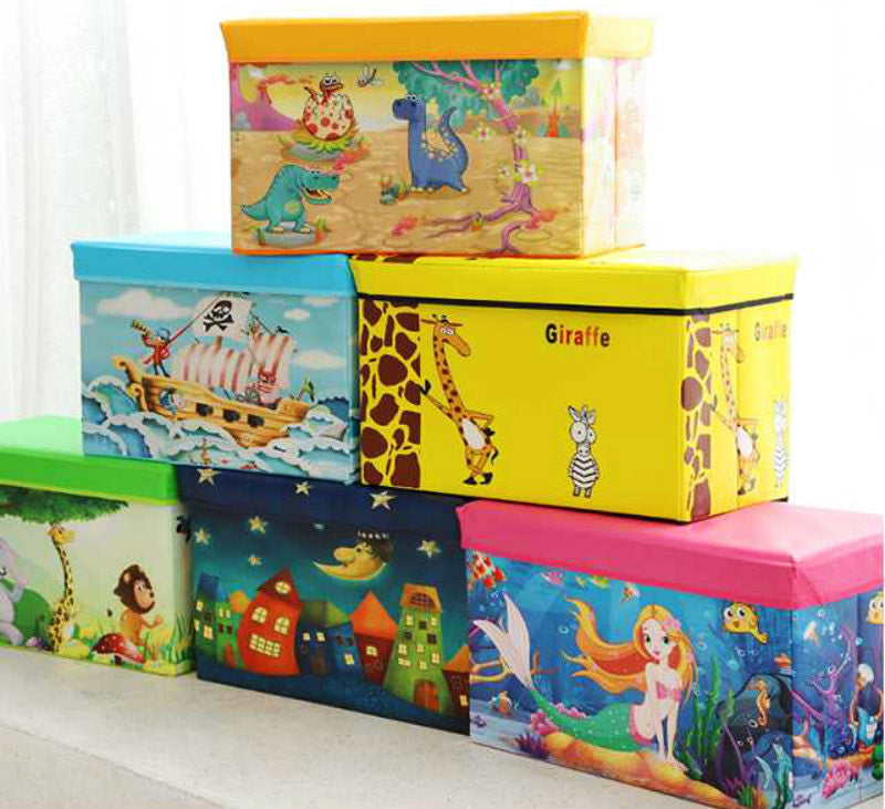 Large Toy Box Foldable Storage Stool (Blue Pirate) - grandhubs.shop