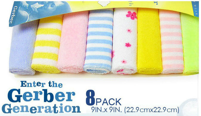 3 x Packs of 8 Baby Face Washers Hand Towels (24 PCS) - grandhubs.shop