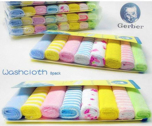 3 x Packs of 8 Baby Face Washers Hand Towels (24 PCS) - grandhubs.shop