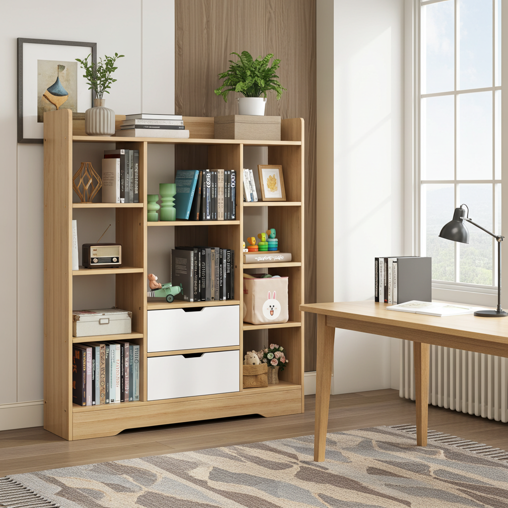 Eden Wardrobe Cupboard Bookshelf with Drawer Furniture (Oak & White)