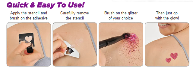 Shimmer Glitter Temporary Tattoos Party Art Kit with Brush - grandhubs.shop