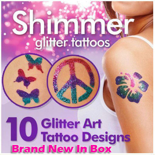 Shimmer Glitter Temporary Tattoos Party Art Kit with Brush - grandhubs.shop