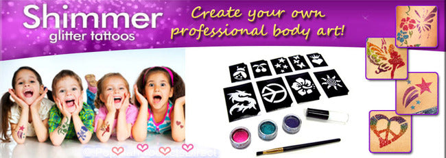 Shimmer Glitter Temporary Tattoos Party Art Kit with Brush - grandhubs.shop