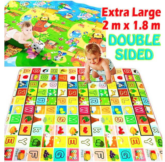 2m Double Sided Large Alphabet & Animal Farm Baby Kids Play Mat - grandhubs.shop