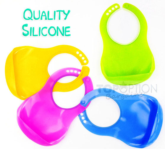 Waterproof Adjustable Bib with Crumb-Catcher (Yellow) - grandhubs.shop