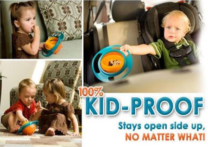 2 x No Spill Gyro Bowl Spill-Proof Rotating Snack Container for Kids - grandhubs.shop