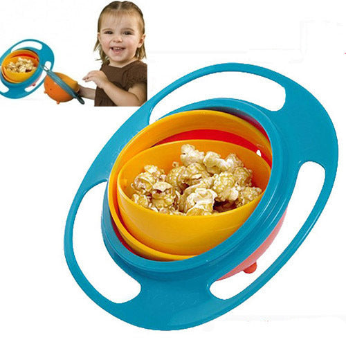 2 x No Spill Gyro Bowl Spill-Proof Rotating Snack Container for Kids - grandhubs.shop