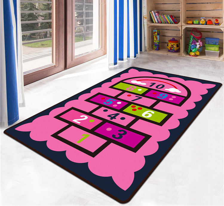 Pink Hopscotch Girls Bedroom Floor Rug Baby Kids Play Mat (160 x 100) - grandhubs.shop