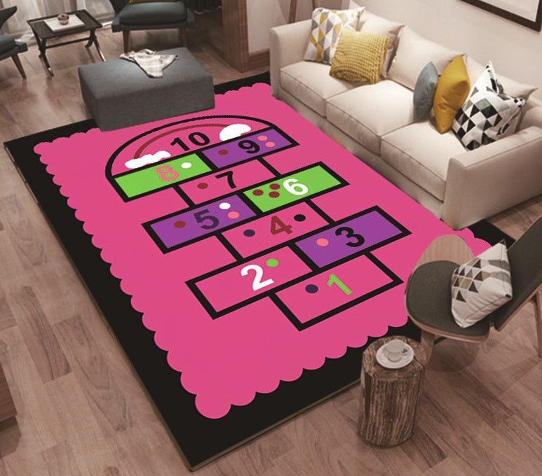 Pink Hopscotch Girls Bedroom Floor Rug Baby Kids Play Mat (160 x 100) - grandhubs.shop