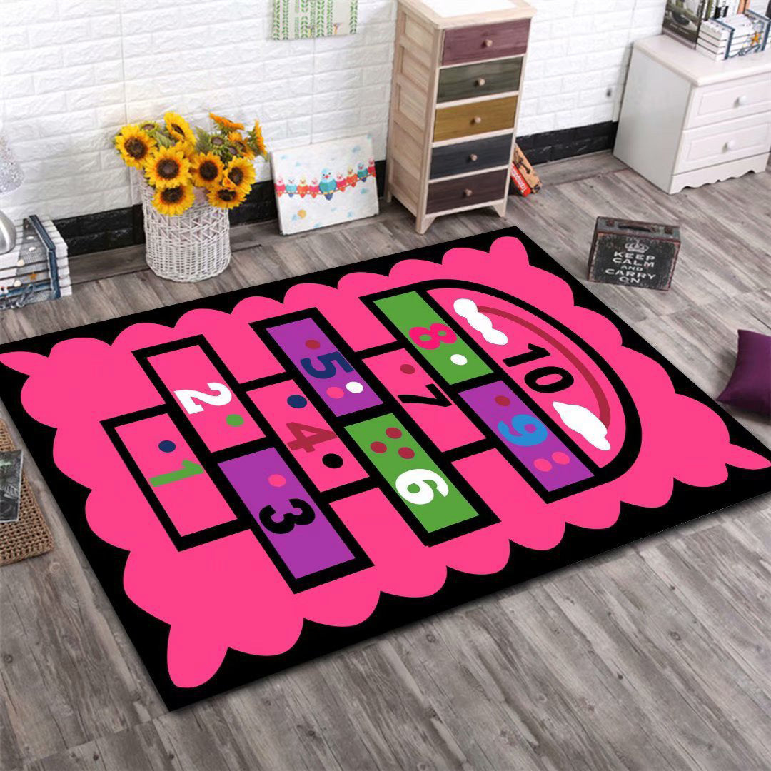 Pink Hopscotch Girls Bedroom Floor Rug Baby Kids Play Mat (160 x 100) - grandhubs.shop