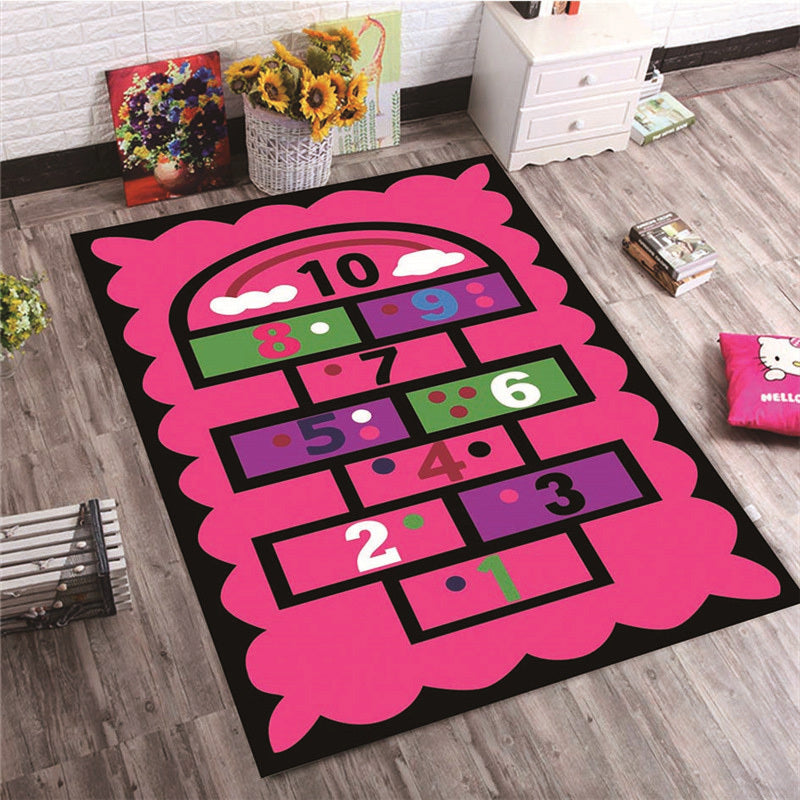 Pink Hopscotch Girls Bedroom Floor Rug Baby Kids Play Mat (160 x 100) - grandhubs.shop