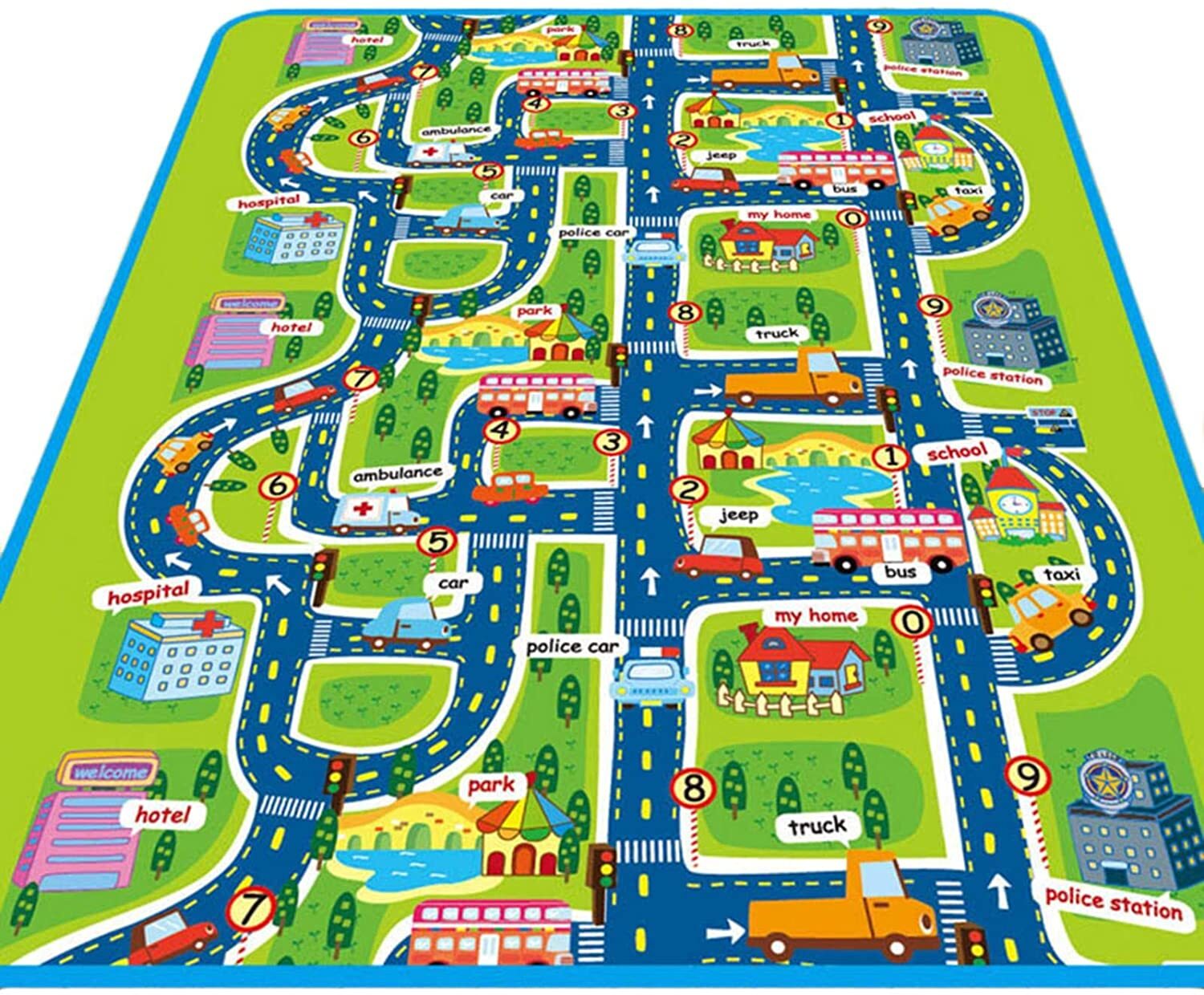 City Road Map Baby Kids Play Mat Interactive Picnic Rug - grandhubs.shop