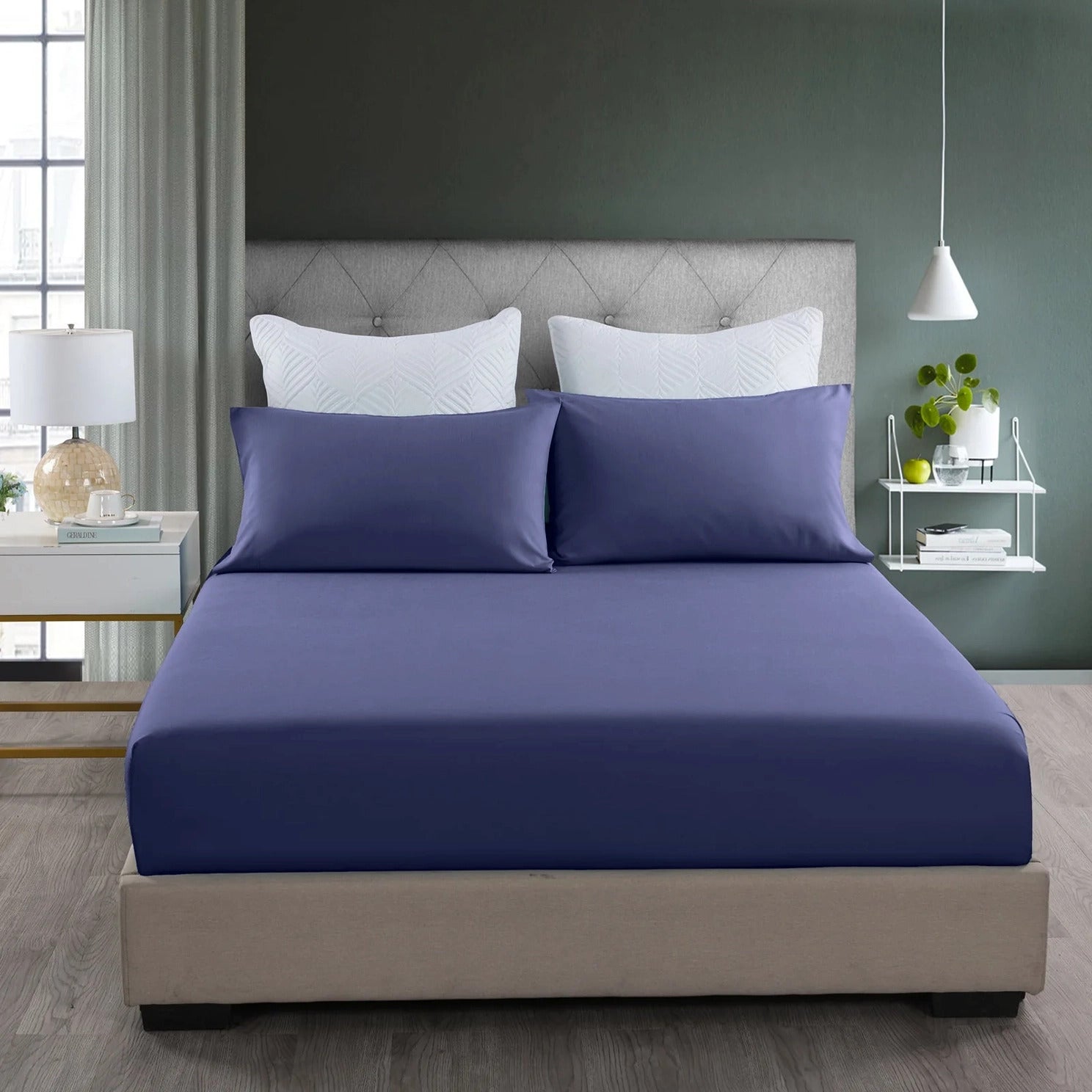 Luxe Home 3-Piece Bed Set Fitted Sheet and Pillowcases - Queen Size 150cm (Indigo) - grandhubs.shop