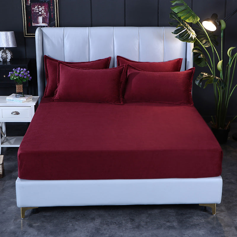 Luxe Home 3-Piece Bed Set Fitted Sheet and Pillowcases - Queen Size 150cm (Maroon) - grandhubs.shop