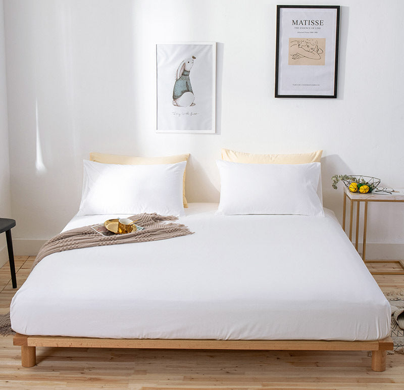 Luxe Home 3-Piece Bed Set Fitted Sheet and Pillowcases - Queen Size 180cm (White) - grandhubs.shop