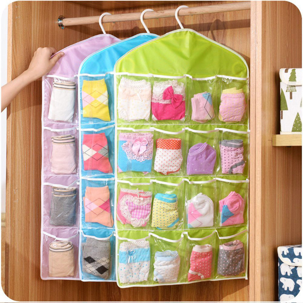 Wardrobe Storage Bag Socks Underwear Hanging Pockets Organiser - grandhubs.shop