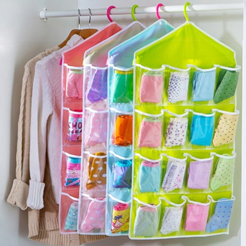 Wardrobe Storage Bag Socks Underwear Hanging Pockets Organiser - grandhubs.shop