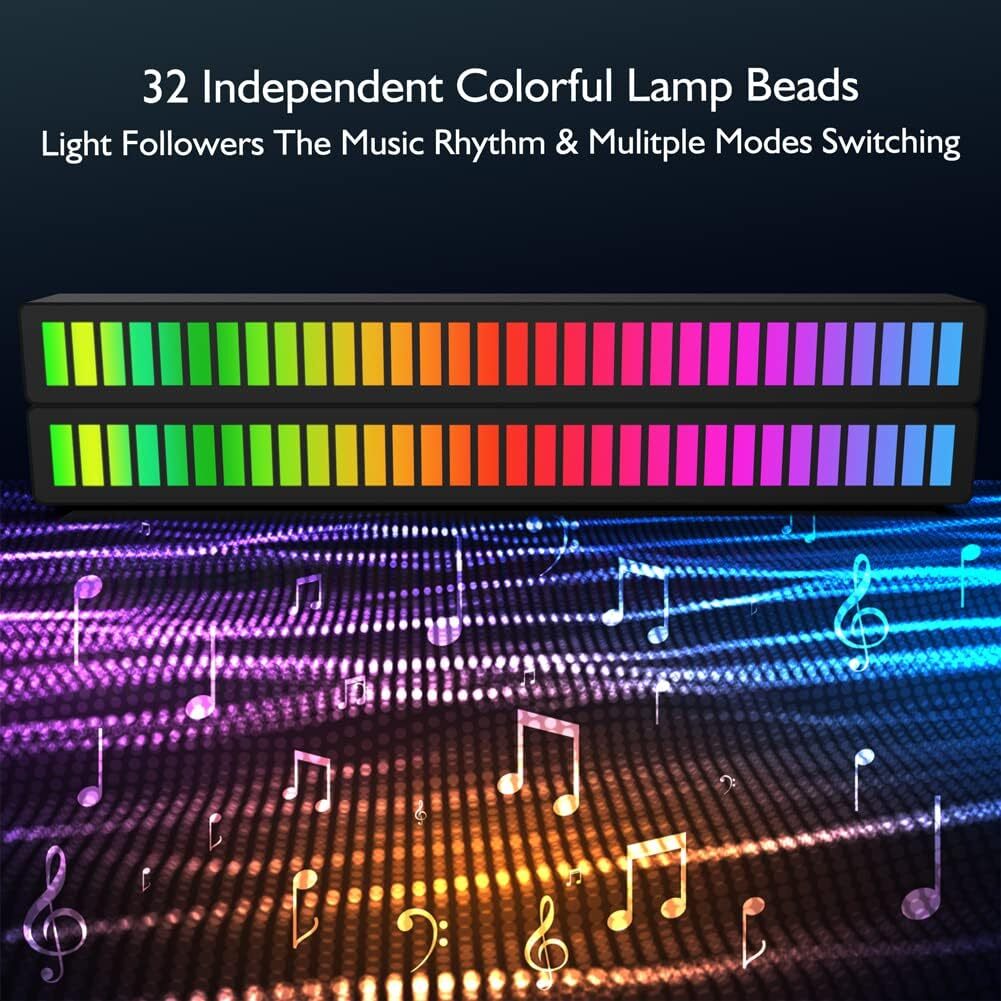 Smart 32 RGB LED Sound Control Music Rhythm Sync Light Bar Dancing Lamp - grandhubs.shop