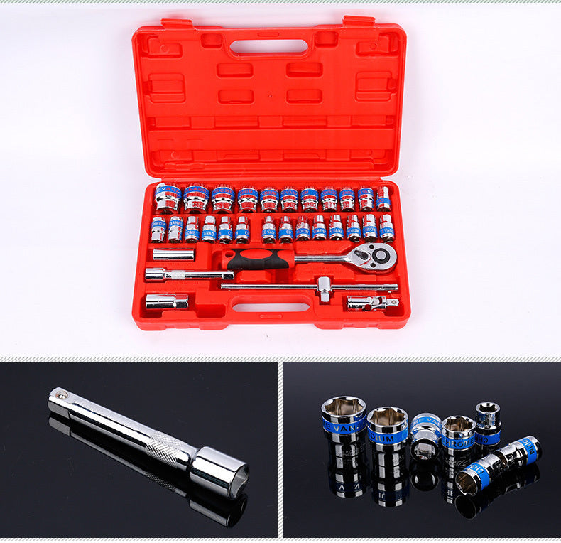 32-Piece 1/2" Drive Ratchet Socket Wrench Mechanics Tool Set - grandhubs.shop
