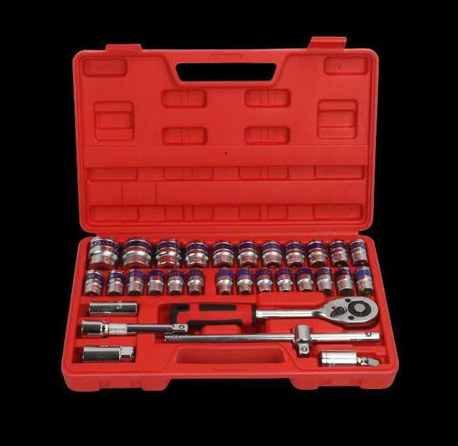 32-Piece 1/2" Drive Ratchet Socket Wrench Mechanics Tool Set - grandhubs.shop