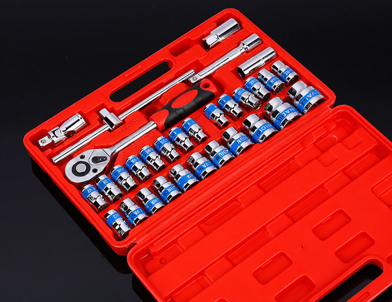 32-Piece 1/2" Drive Ratchet Socket Wrench Mechanics Tool Set - grandhubs.shop