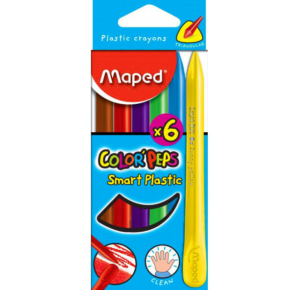 Maped Plastic Crayons 6 Colours - grandhubs.shop
