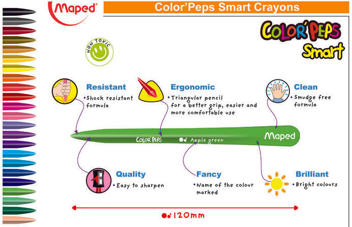 Maped Plastic Crayons 6 Colours - grandhubs.shop
