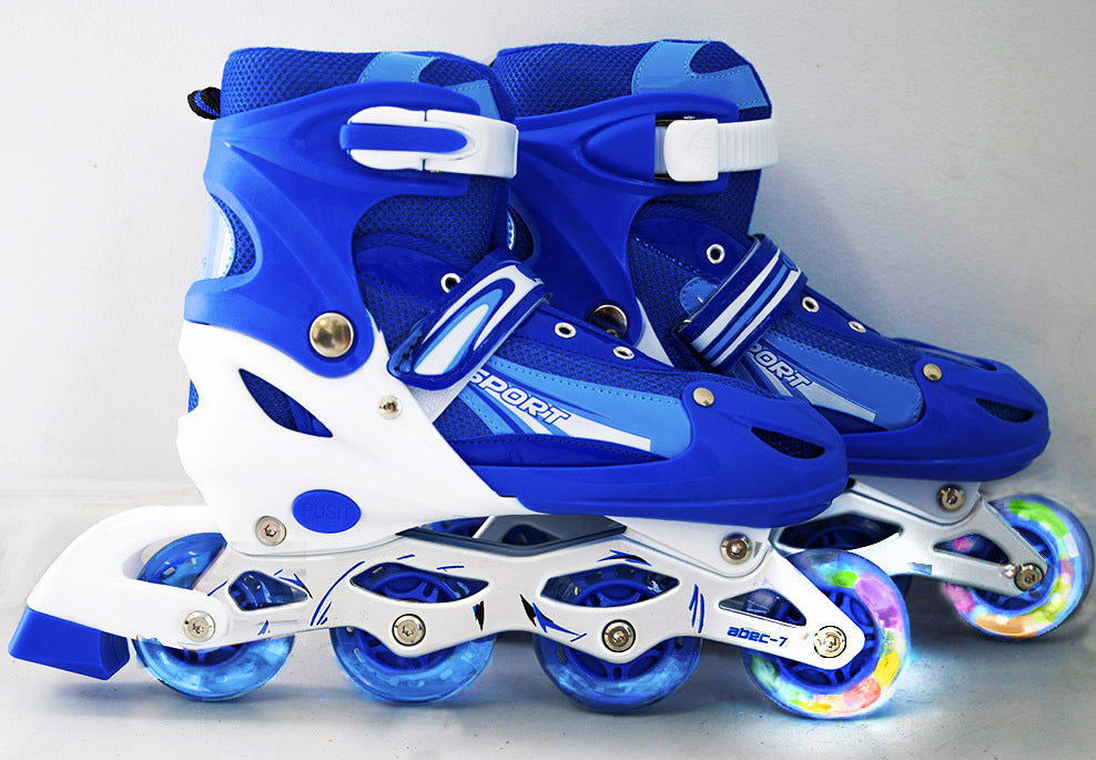 Adjustable Roller Blades Inline Skates (Blue , L) - grandhubs.shop