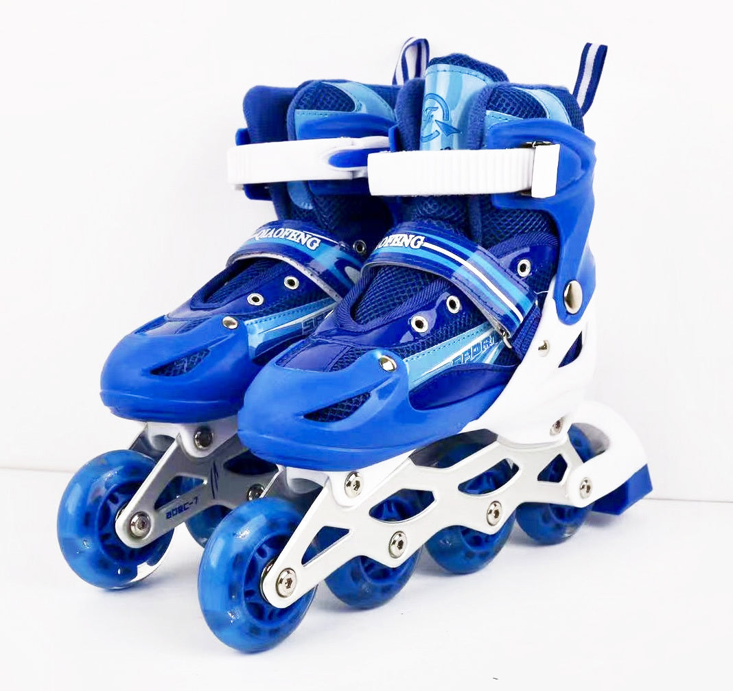 Adjustable Roller Blades Inline Skates (Blue , L) - grandhubs.shop