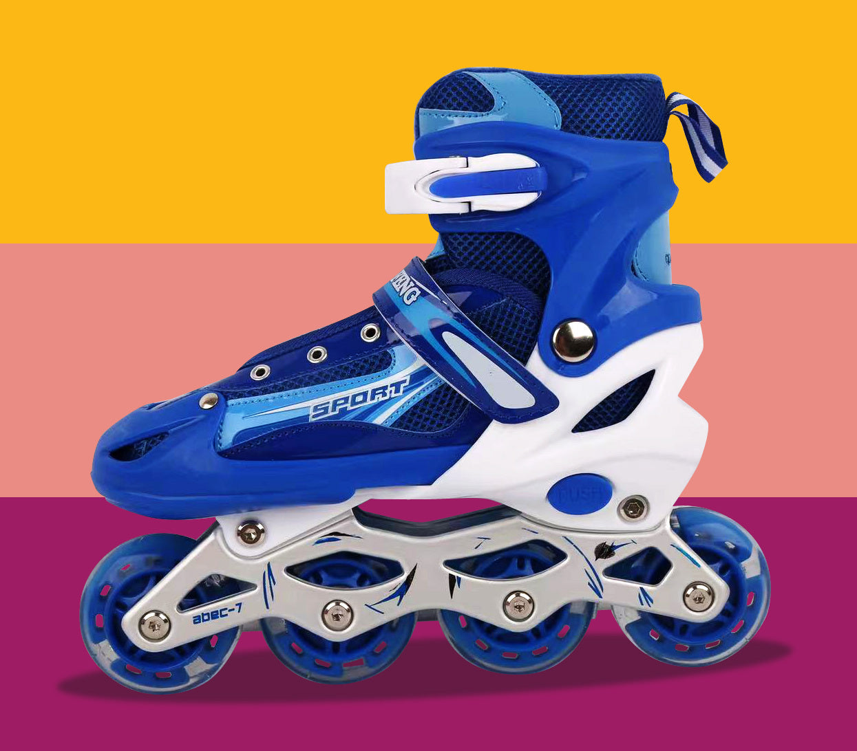 Full LED Adjustable Roller Blades Inline Skates (Blue , L) - grandhubs.shop