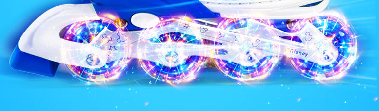 Full LED Adjustable Roller Blades Inline Skates (Blue , L) - grandhubs.shop