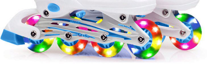 Full LED Adjustable Roller Blades Inline Skates (Blue , L) - grandhubs.shop
