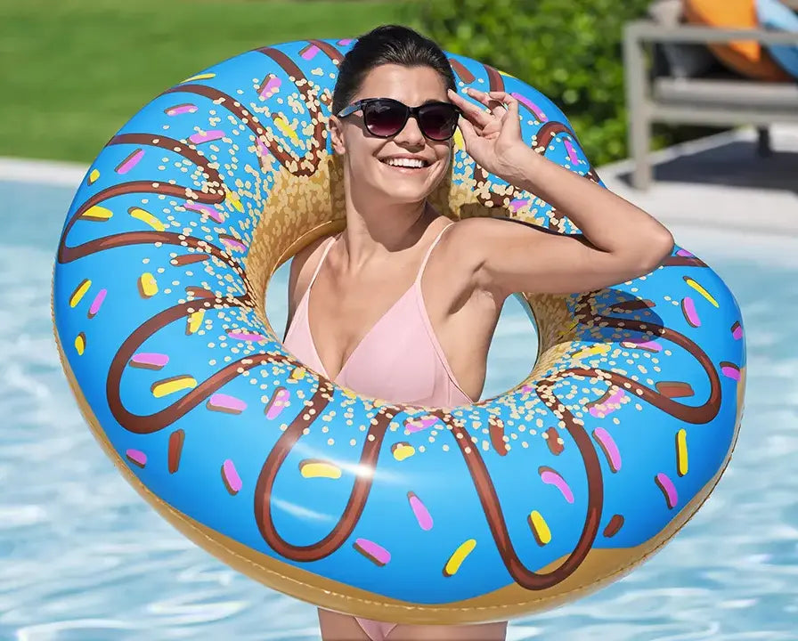 Bestway Inflatable Donut Pool Float Fun 107cm Swim Ring Tube (Blue)