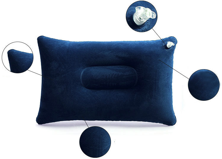Inflatable Travel Pillow Head Rest Air Support Blow up Cushion (Navy) - grandhubs.shop