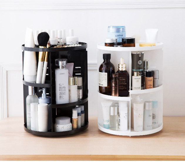 360 Degree Rotating Jewellery Cosmetic Makeup Shelf Organizer (Black) - grandhubs.shop