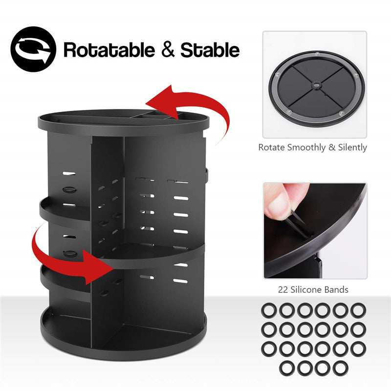 360 Degree Rotating Jewellery Cosmetic Makeup Shelf Organizer (Black) - grandhubs.shop