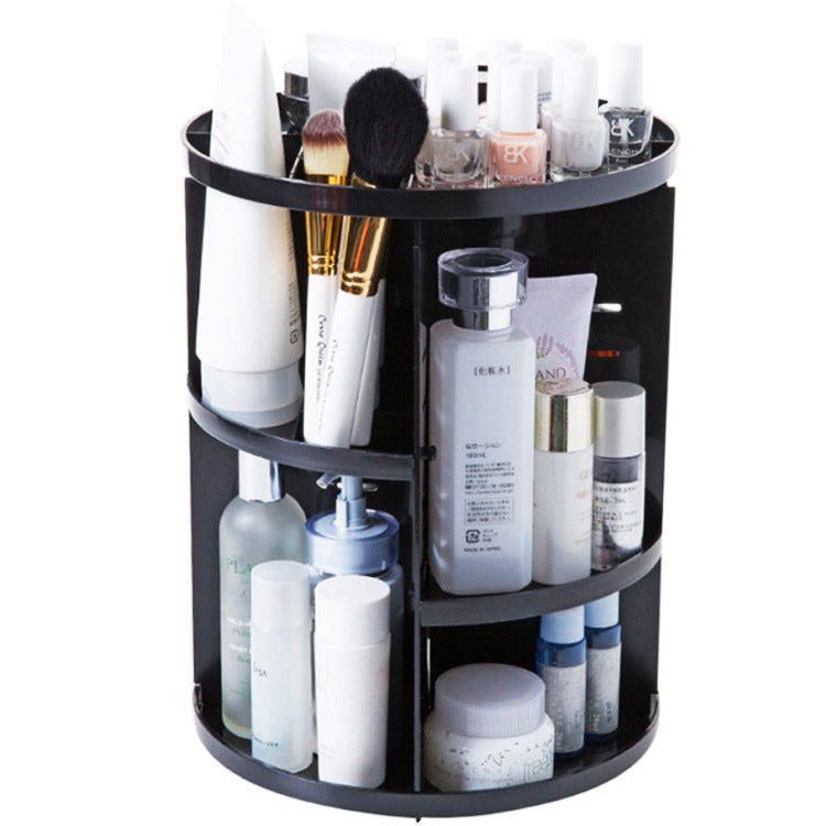 360 Degree Rotating Jewellery Cosmetic Makeup Shelf Organizer (Black) - grandhubs.shop