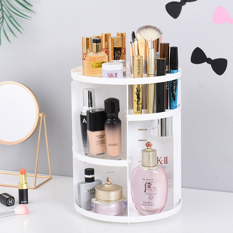 360 Degree Rotating Jewellery Cosmetic Makeup Shelf Organizer (White) - grandhubs.shop