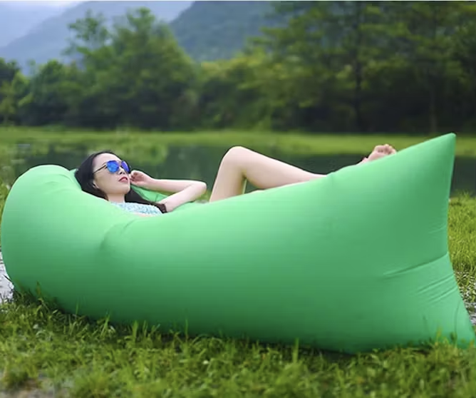 Inflatable Air Sofa Lounger Lazy Couch in Portable Bag (Fresh Green) - grandhubs.shop