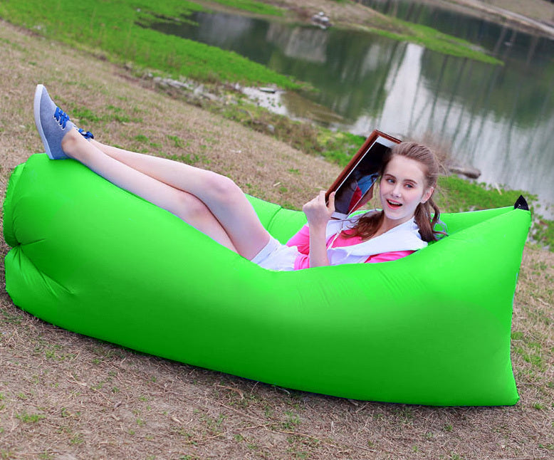 Inflatable Air Sofa Lounger Lazy Couch in Portable Bag (Lime Green) - grandhubs.shop
