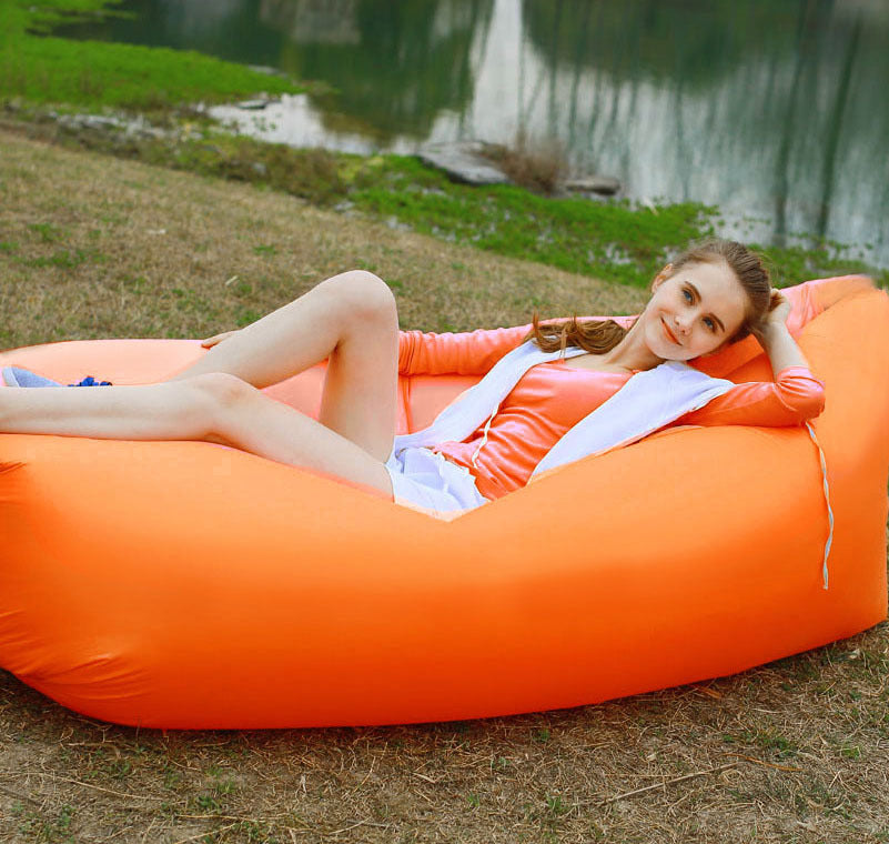 Inflatable Air Sofa Lounger Lazy Couch in Portable Bag (ORANGE) - grandhubs.shop