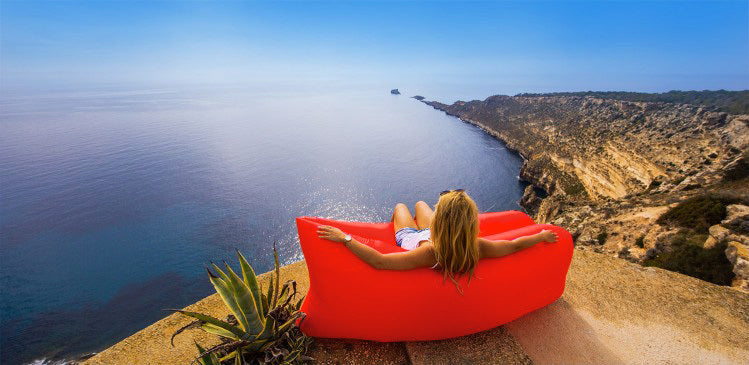 Inflatable Air Sofa Lounger Lazy Couch in Portable Bag (RED) - grandhubs.shop