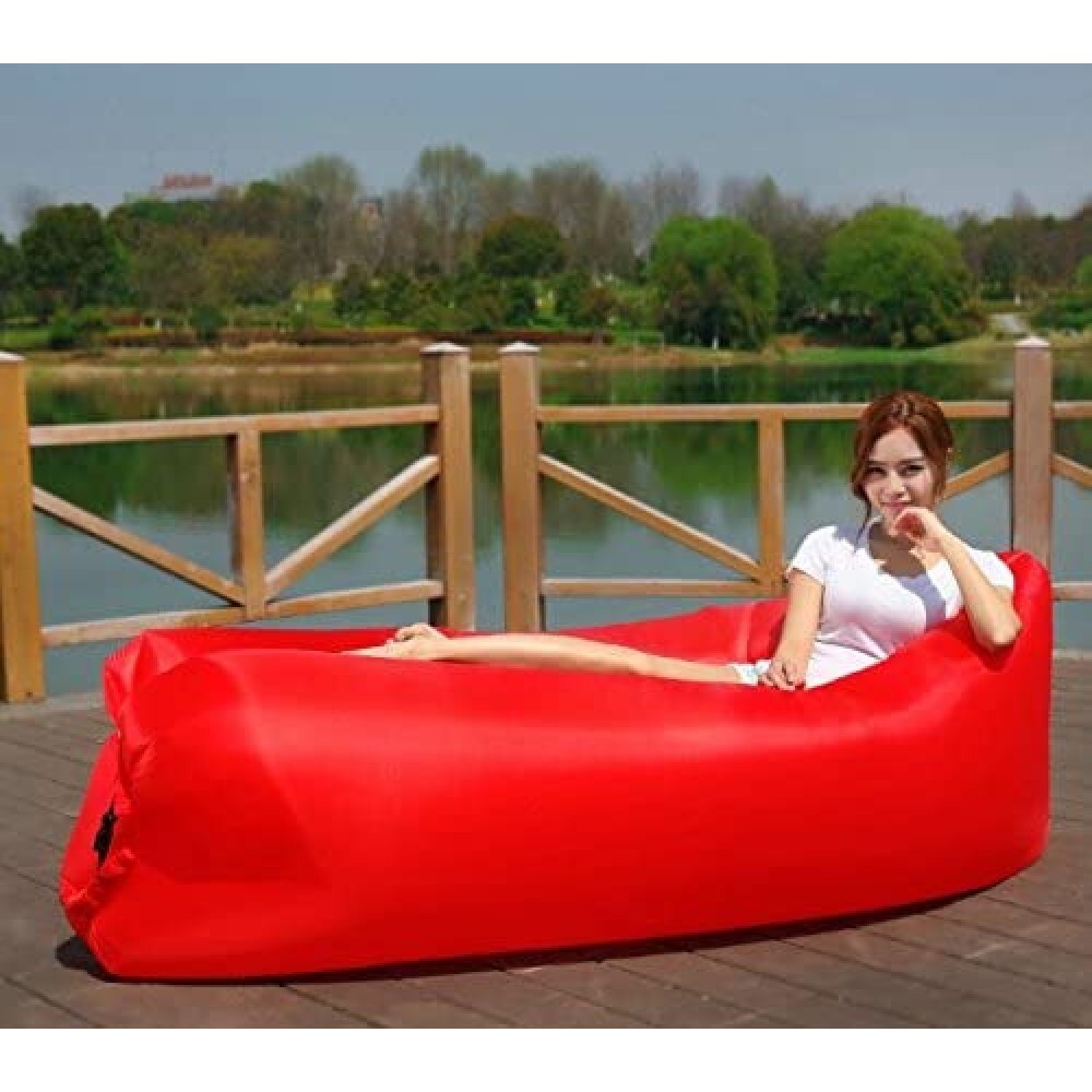Inflatable Air Sofa Lounger Lazy Couch in Portable Bag (RED) - grandhubs.shop