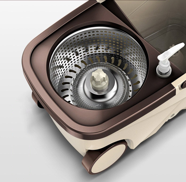 Advanced 360 Degree Spin Mop & Stainless Steel Bucket Kit with Wheels (Cookie & Cream) - grandhubs.shop